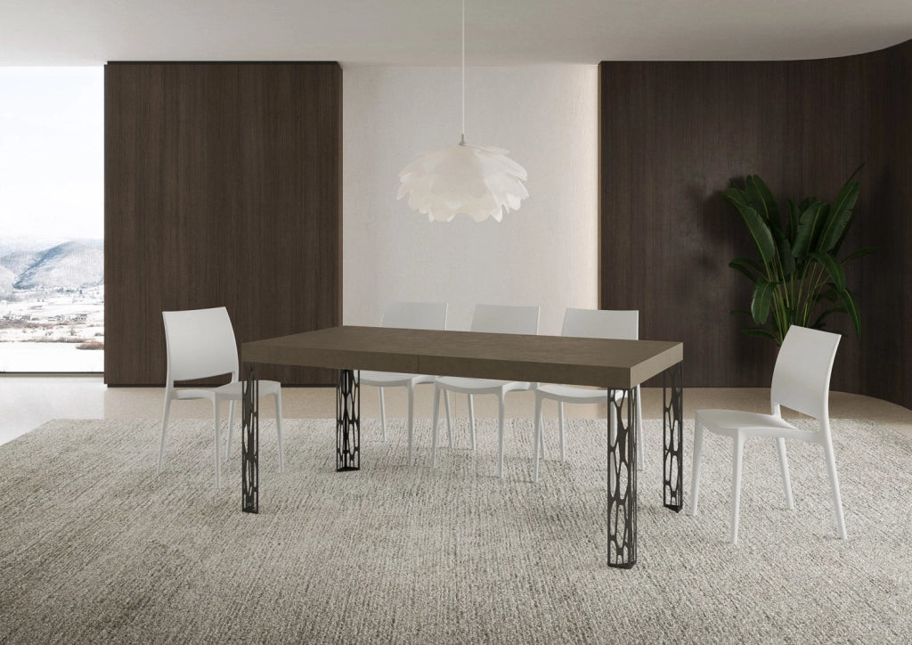 Tavolo Allungabile 160-264x90x77 cm Ghibli Tortora Telaio Antracite