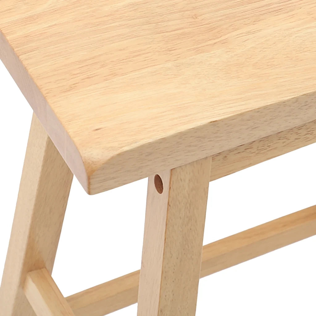 Sgabelli da Bar 2 pz Naturale Legno Massello di Hevea 4102544