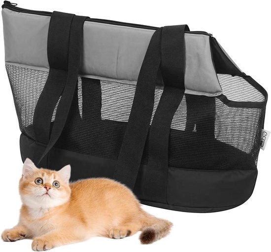 Carriera respirante per piccoli animali domestici fino a 5 kg - Borsa per cani pratica con cintura - Adatta per gatti e cani piccoli - Ideale per shopping e viaggi - Nero