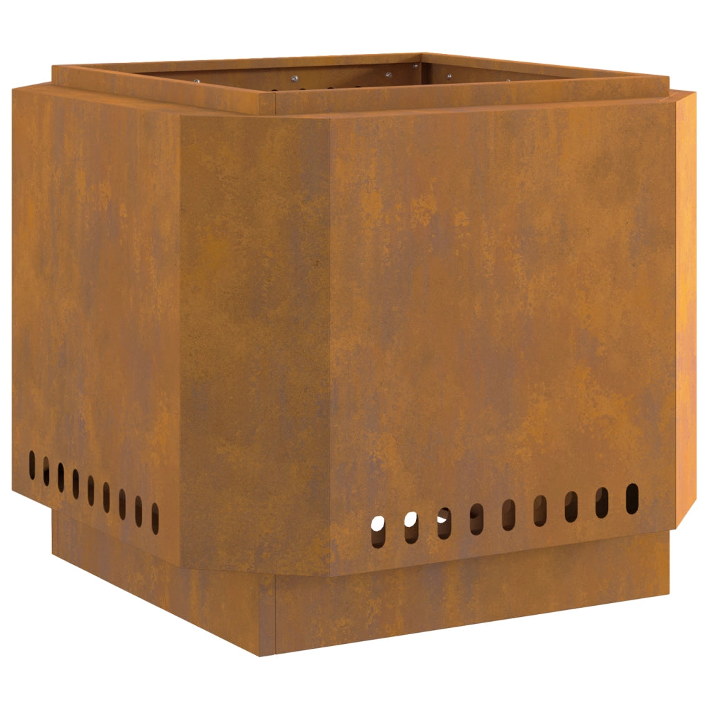Focolare senza fumi  58x58x51 cm in Acciaio Invecchiato