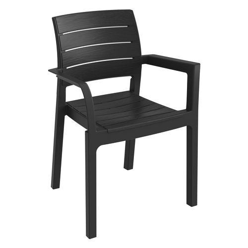Toomax Z0969SAA04100 Recanati Sedia da Esterno con Braccioli Plastica Riciclata Effetto Rattan Impilabile 110 Kg colore Antracite