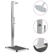 Doccia esterna con piatto doccia in WPC acciaio inox grigio 02_0042028