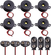 Zumatori elettronici a piëzo - 6 pezzi DC 3-24V + batteria 9V connettore a clip