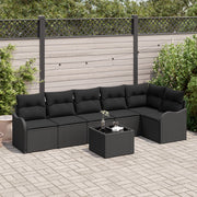 Set Divano da Giardino 7 Pezzi con Cuscini Polyrattan Beige
