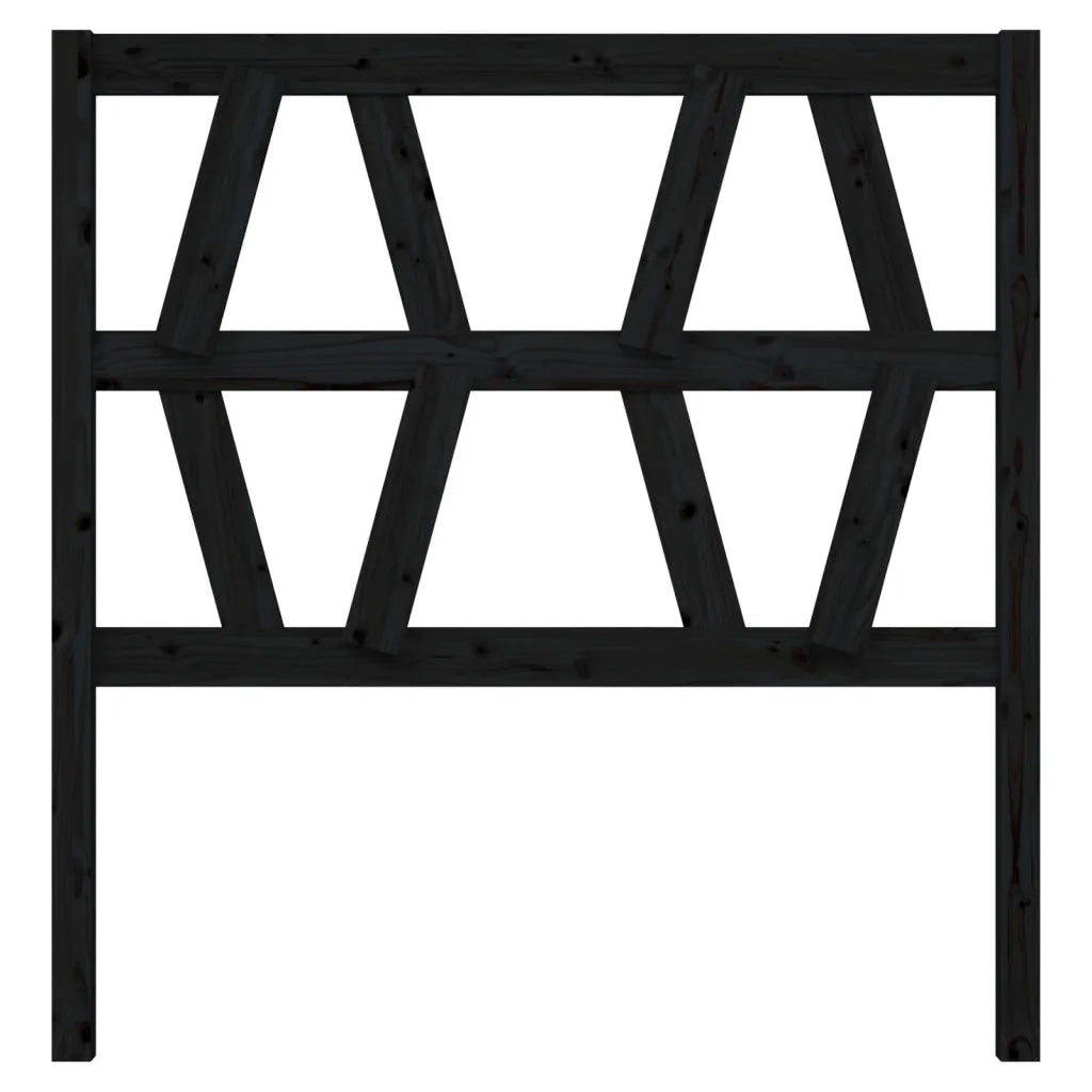 Testiera per Letto Nera 106x4x100 cm in Legno Massello di Pino
