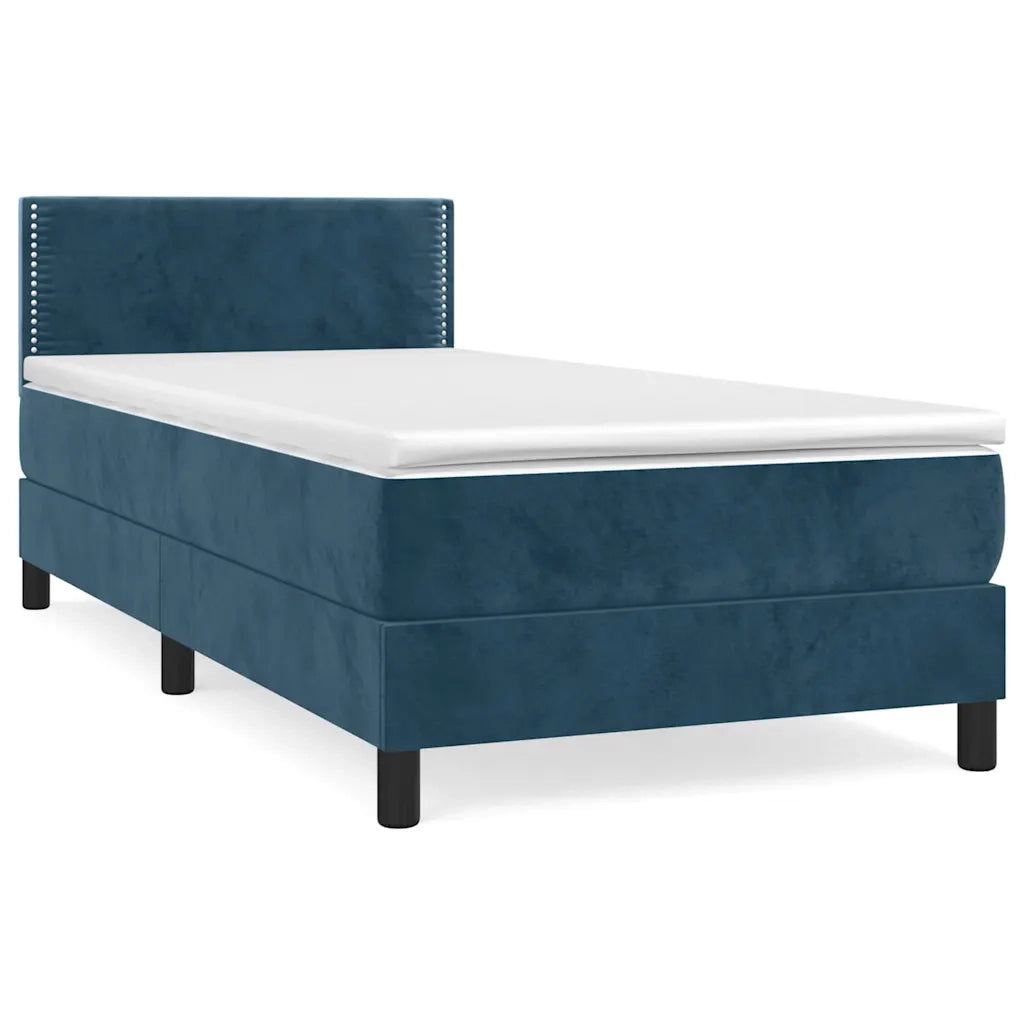 Giroletto a Molle con Materasso Blu Scuro 100x200 cm in Velluto