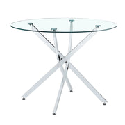 Tavolo da pranzo con piano in vetro e base in metallo per cucina 88 cm