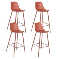 E-STYLO Sgabello da cucina in polipropilene ruggine e gambe in metallo ruggine con poggiapiedi, 47.5cm X 47cm H. 91.5cm.