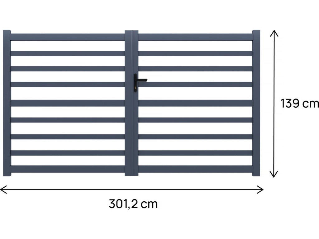 Cancello in alluminio traforato "Martin" - 300 x 140 cm - Grigio