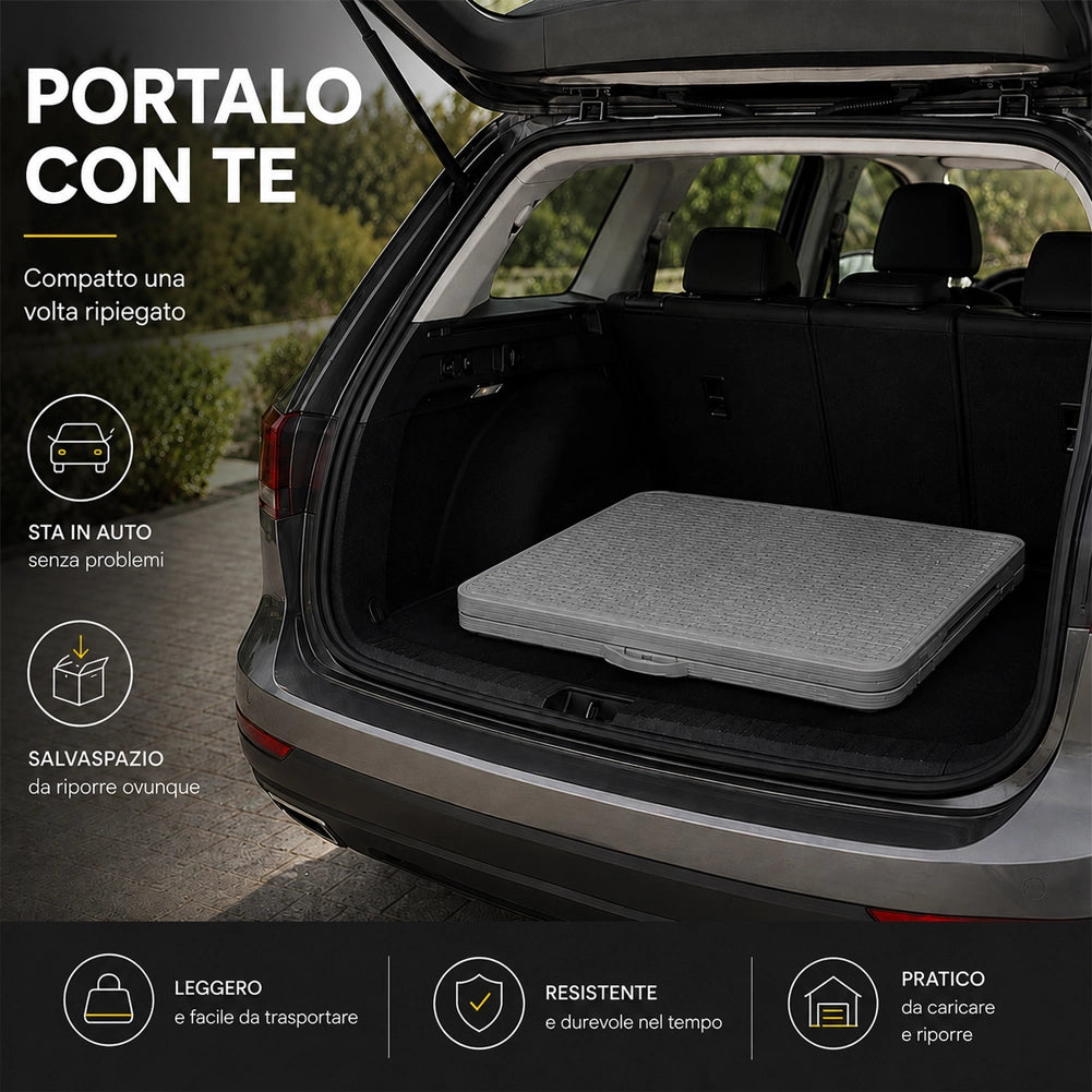 Tavolo Pieghevole Grigio Polyrattan Resistente Tavolino da Esterno 180x74x74cm
