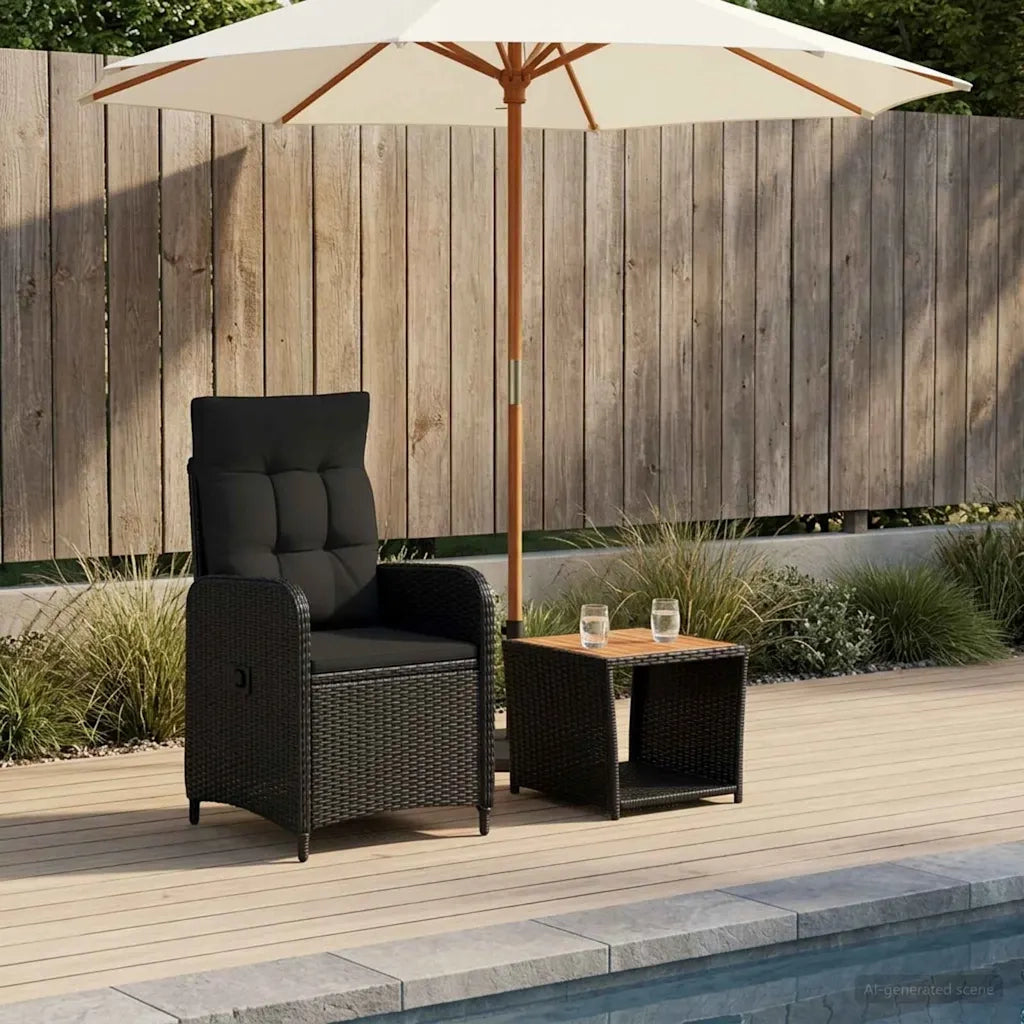 Set Lounge da Giardino 2 pz Nero 3422346