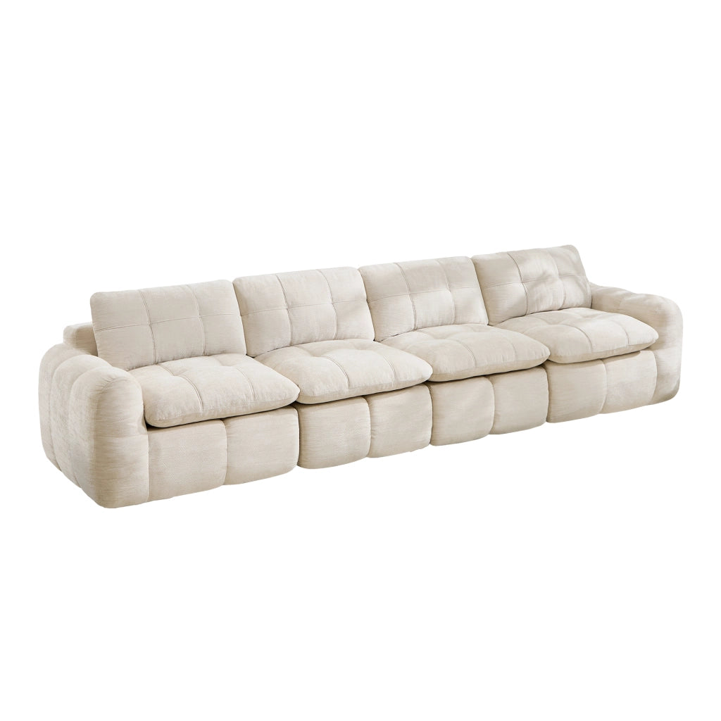 Divano modulare 4 posti - con seduta ampia e schienale ergonomico - in chenille beige