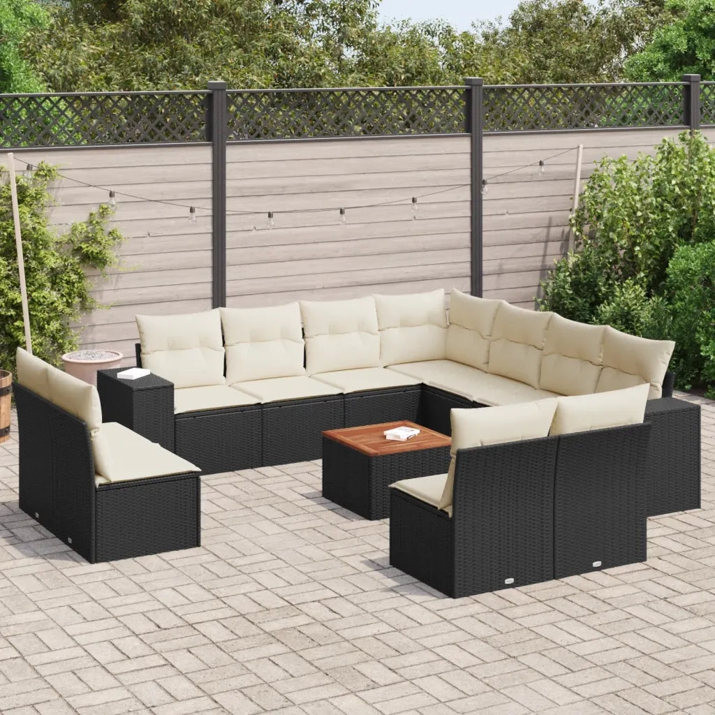 Set Divani da Giardino 12 pz con Cuscini Nero in Polyrattancod mxl 88048