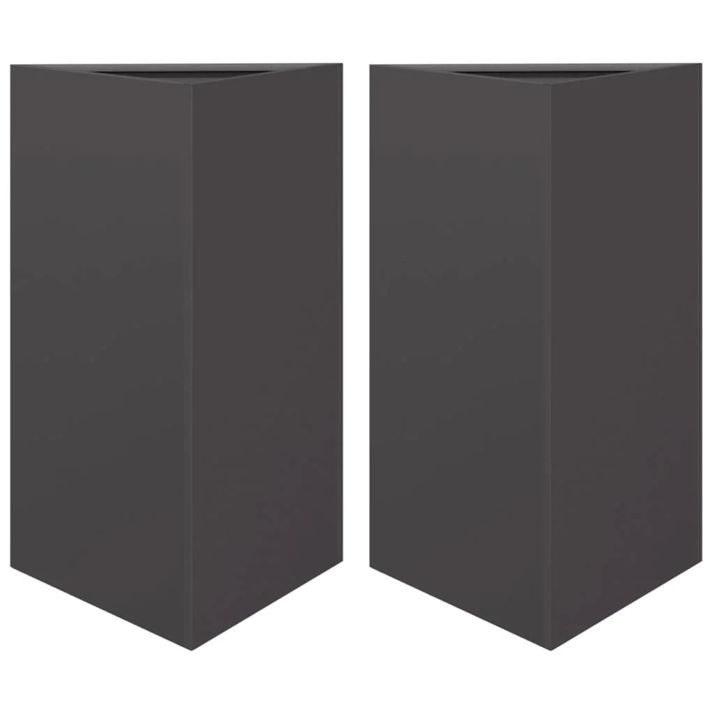 Fioriera rialzata fioriere fioriere giardino terrazze set di 2 triangolari 50 x 43 x 75 cm acciaio nero 02_0039106