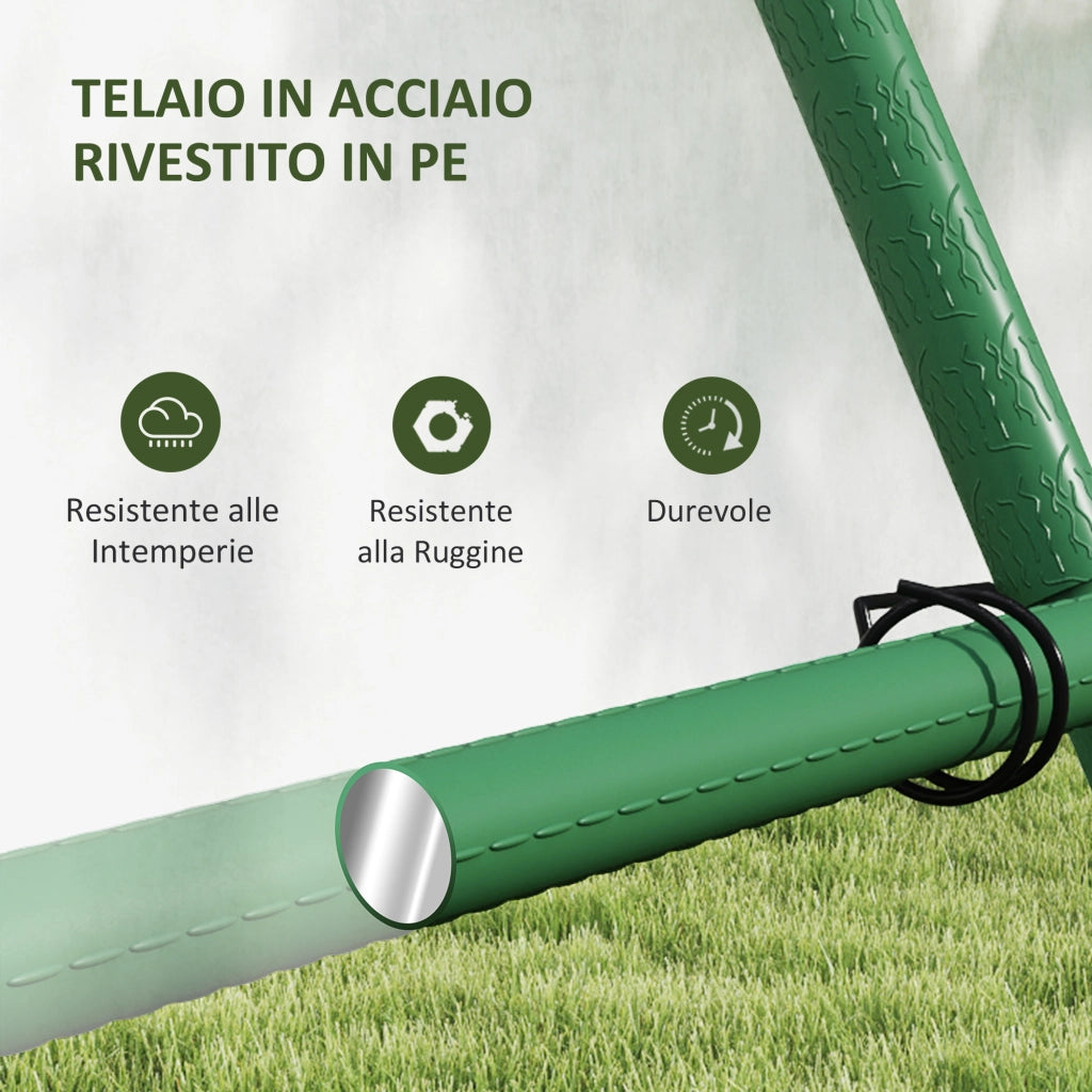 Supporto per Pomodori a forma di A a Livelli Regolabili con Rete, in Acciaio, PE e PP, 101x133x227 cm, Verde