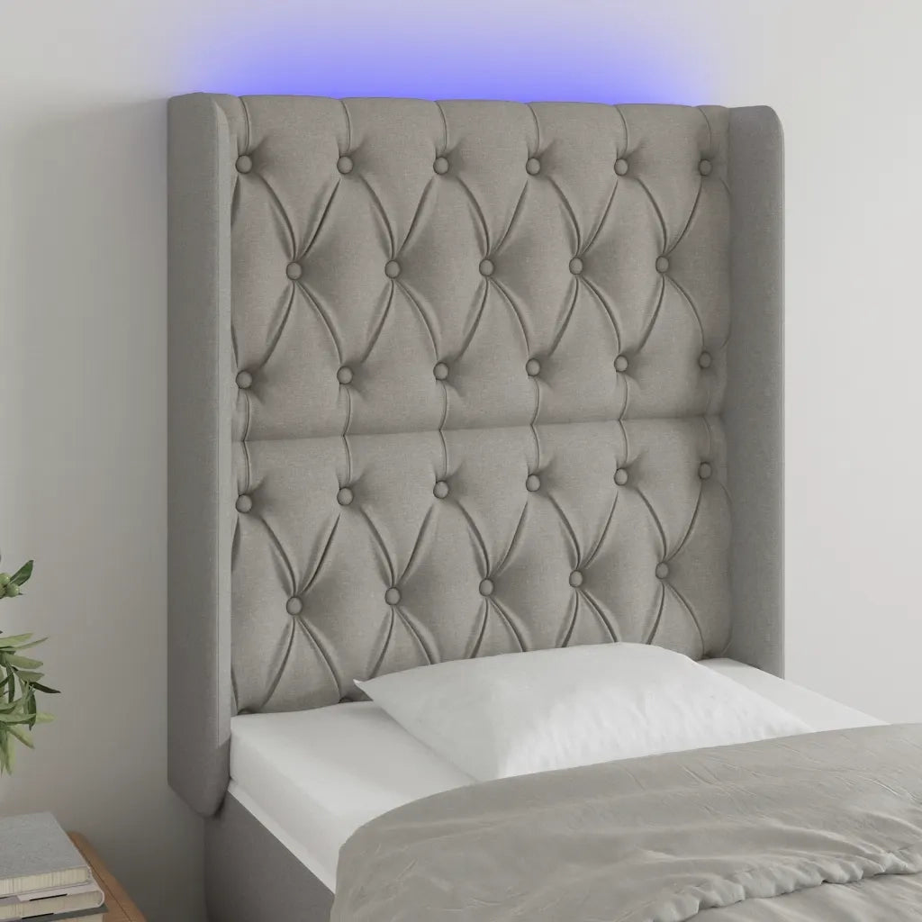 Testiera a LED-Testata con LED Grigio Chiaro 83x16x118/128 cm in Tessuto 779001