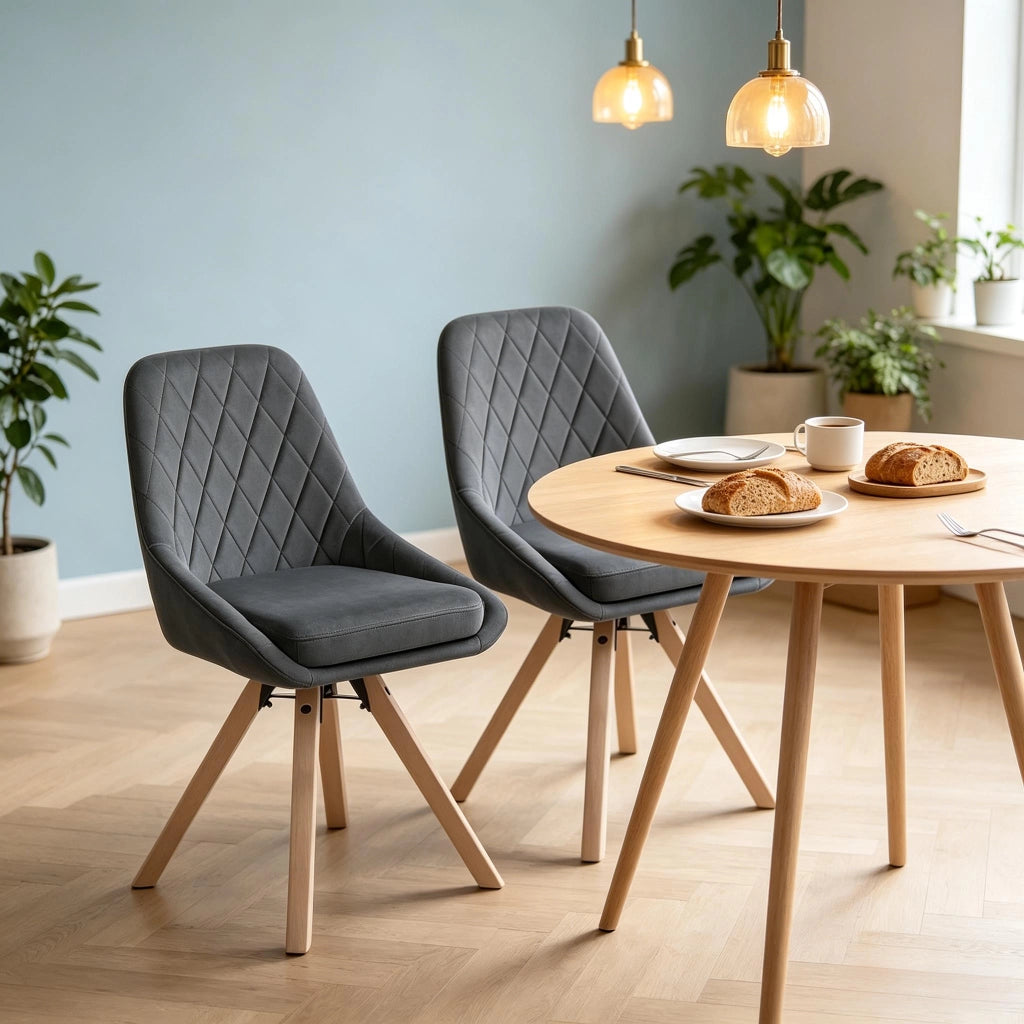 SEDIA GIREVOLE 360° 41x40x84 cm Velluto Grigio Scuro Set da 2 pezzi