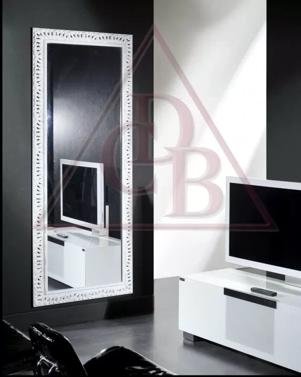 Mobili2g - specchiera laccata bianco lucido rettangolare misure: 90 x 200 x 4