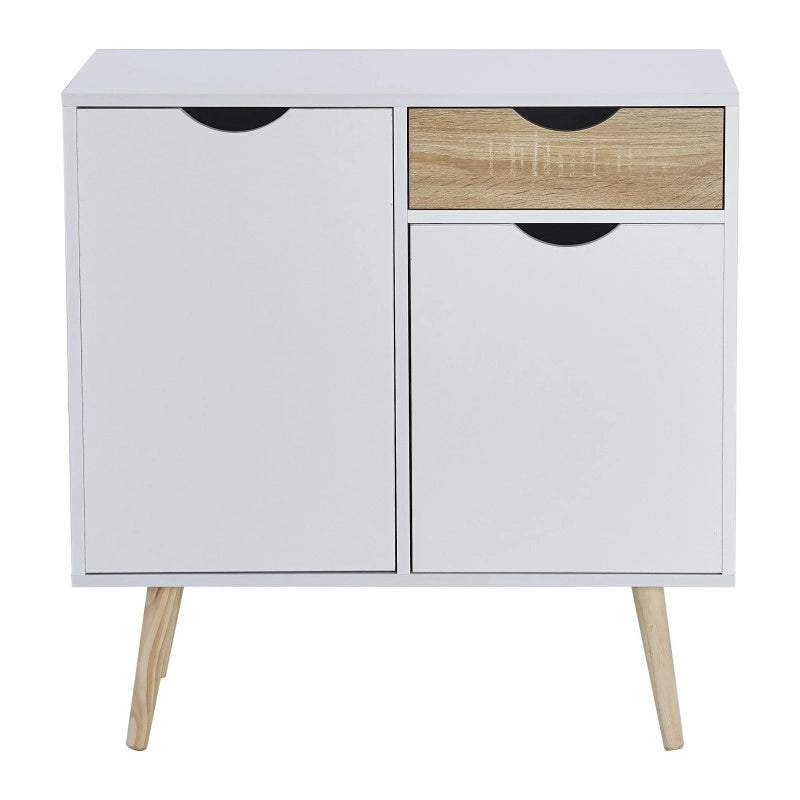 Mobiletto Bolt 2 Ante E 1 Cassetto 80x40x80 Bianco/naturale