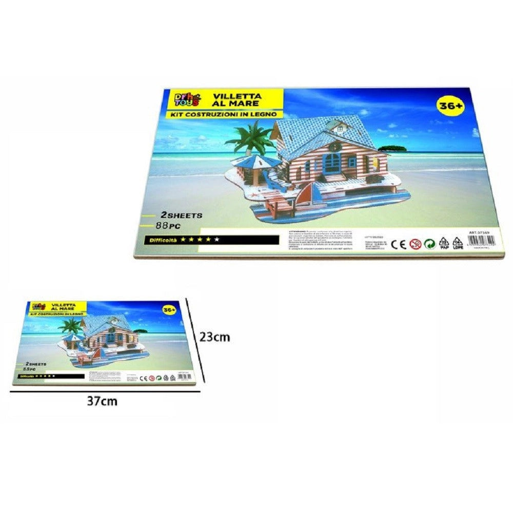 Trade Shop - Puzzle 3d Legno Villetta Mare Modellino Modellismo Collezione Gioco Bimbi 07349 -