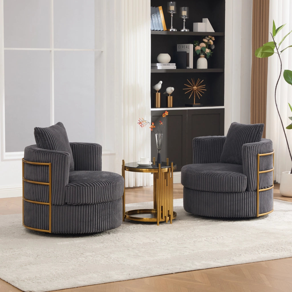 POLTRONA girevole 76x79x78 cm in tessuto cord Grigio