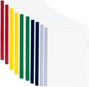 10 fogli A4 trasparenti con striscia mobile, copertine A4 in plastica rapportate, cartellone A4 adesivo, copertine rapportate e cartellone mobile per casa, scuola, ufficio, classificazione documenti (5 colori)
