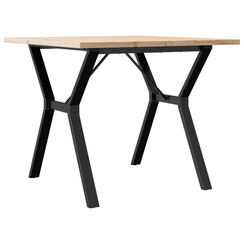Tavolo da Pranzo Telaio a Y 90x90x75,5 cm Legno Pino e Acciaio