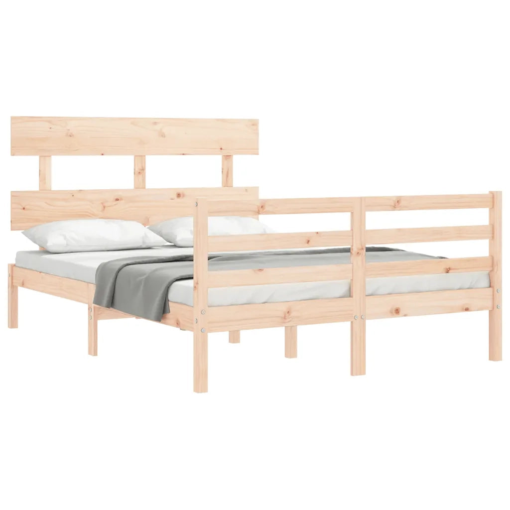 Giroletto con Testiera-Struttura Letto con testiera 140x190 cm in Legno Massello 826200