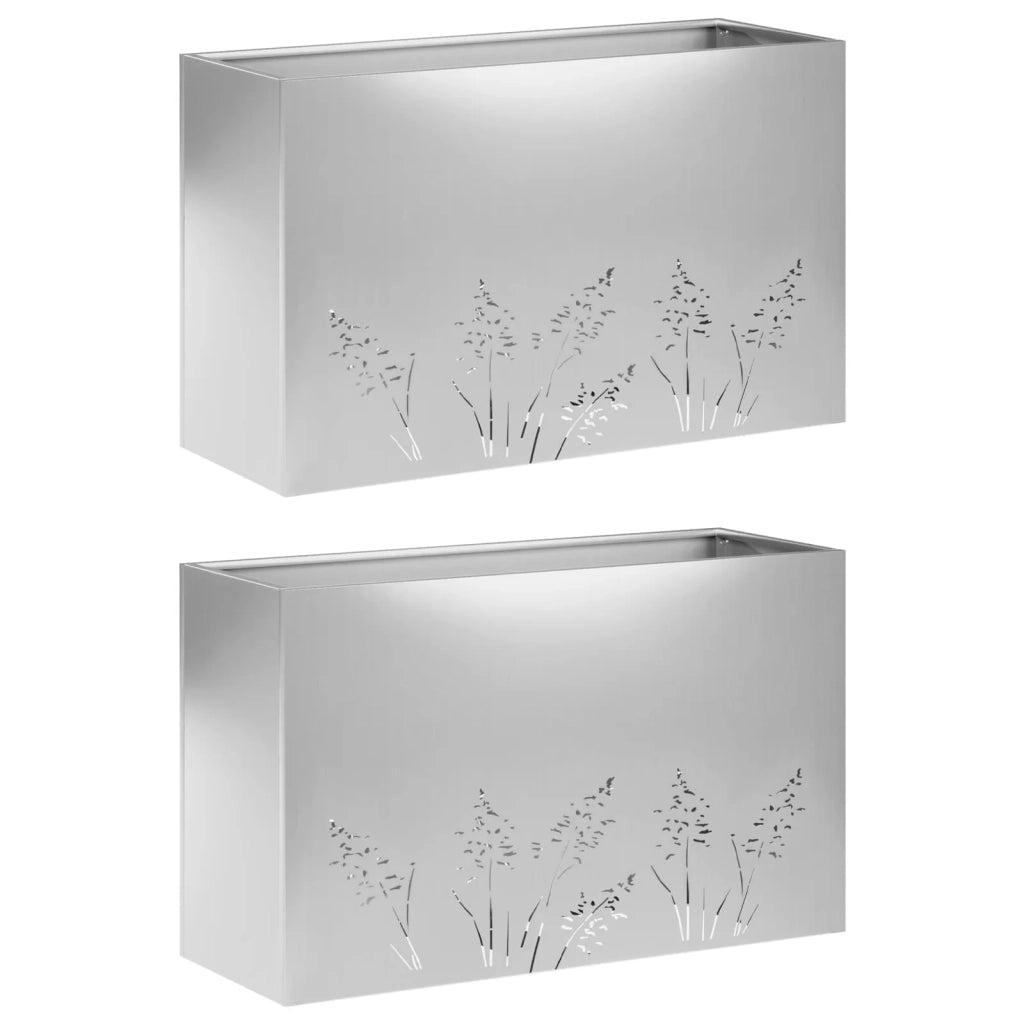 Vaso da giardino 2 pz Argento 80 x 30 x 49 cm Acciaio zincato 8005845