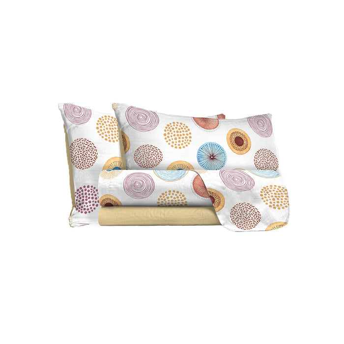 Set Lenzuola 1 Piazza e Mezzo con Stampa Sopra Sotto e Federe Circle