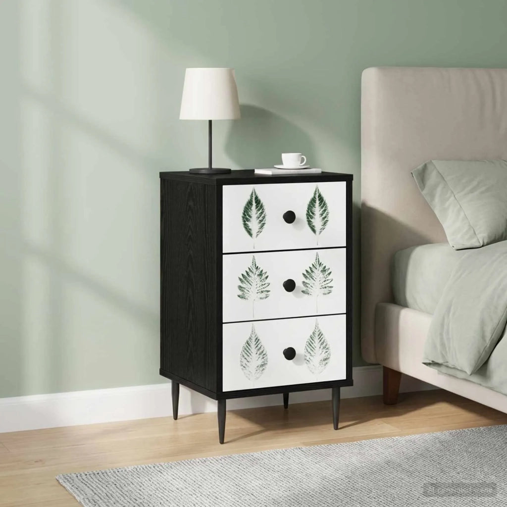 Armadio da Notte HANAU 2 pz Rovere Nero 36 x 33 x 61 cm 8007342