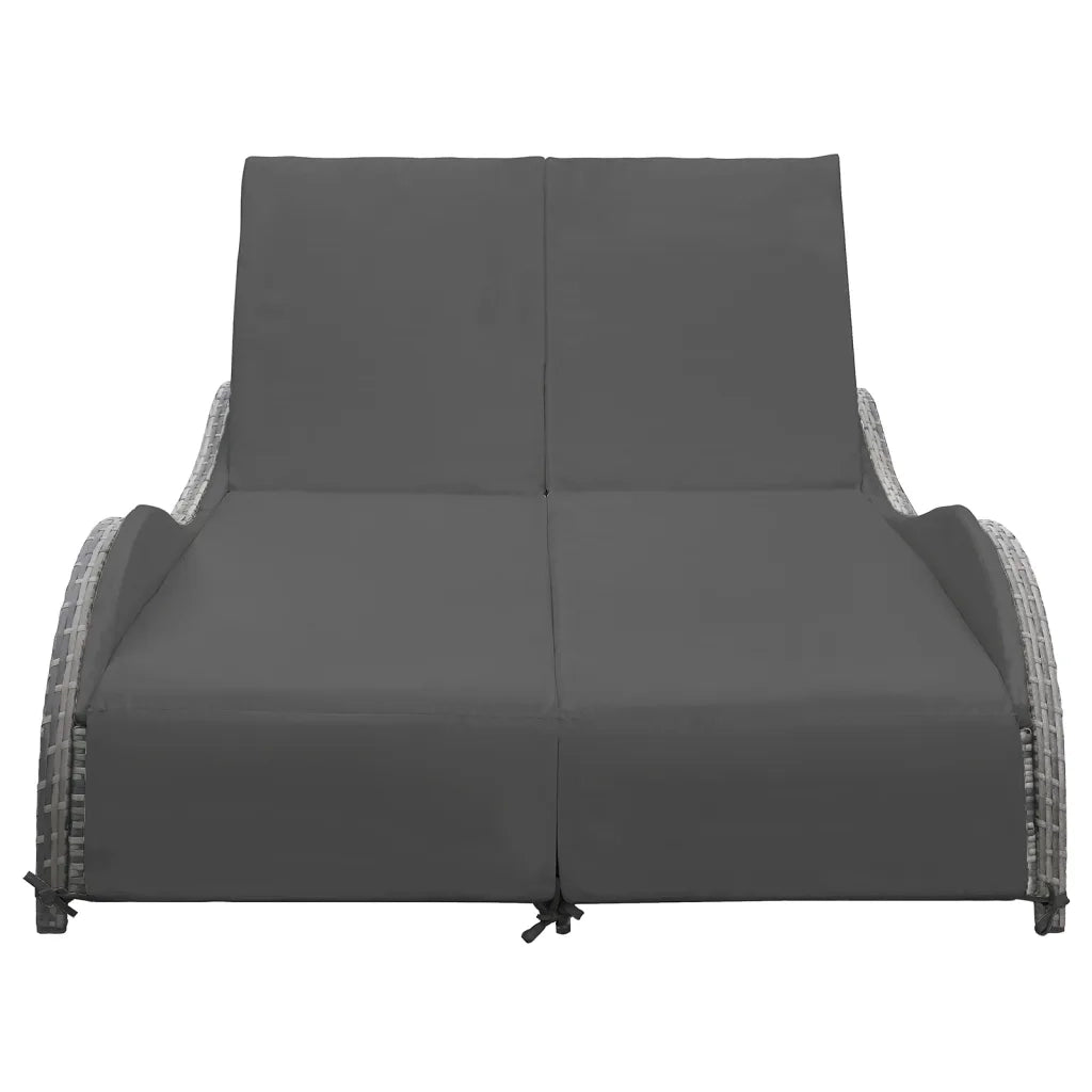 Lettino Prendisole | Sdraio da giardino | Lettino da sole Doppio con Cuscino in Polyrattan Antracite