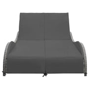 Lettino Prendisole | Sdraio da giardino | Lettino da sole Doppio con Cuscino in Polyrattan Antracite