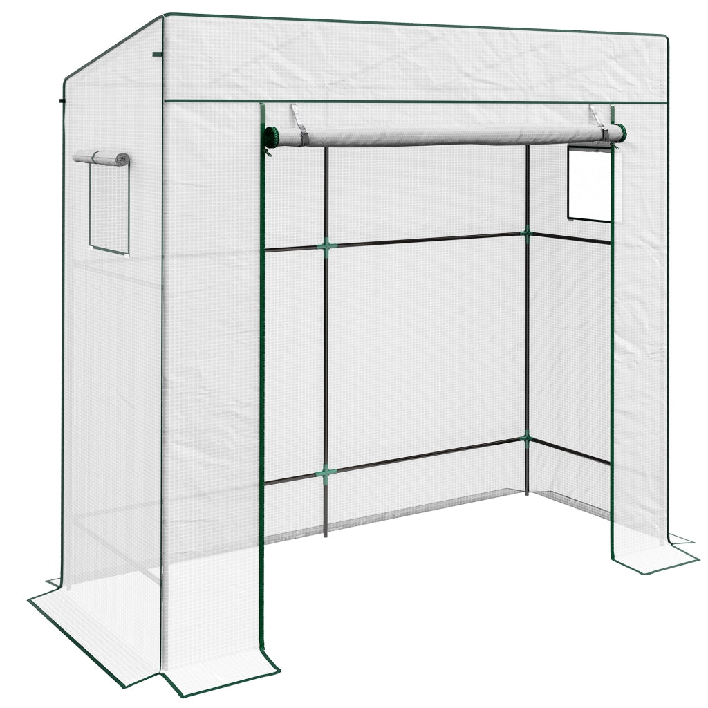 Serra da giardino murale con 1 porta a rullo, copertura PE rinforzata, 2 finestre ¨C zephmum ¨C 196x77x197/178 cm