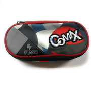 Trade Shop - Astuccio Scuola Ovale Comix Flash Organizzato Portapenne 22 X 5 X 7 Cm Rosso Nero -