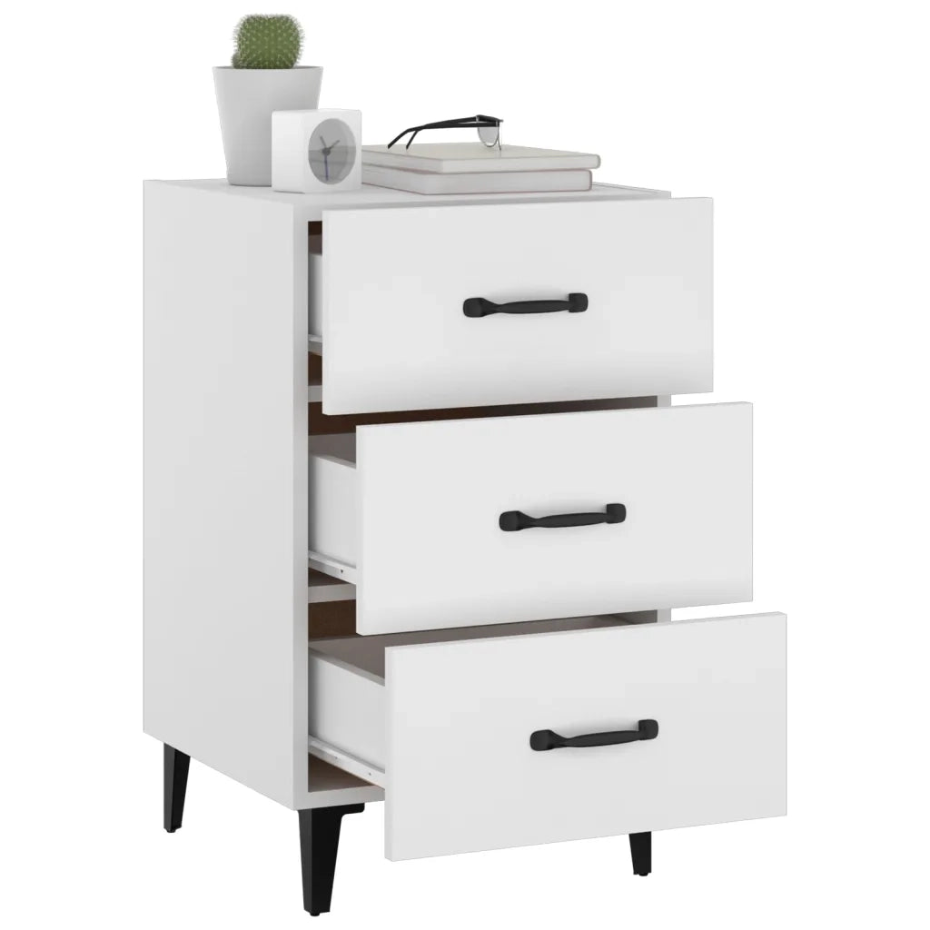 Comodino-Tavolino da notte Bianco 40x40x66 cm in Legno Multistrato 884261