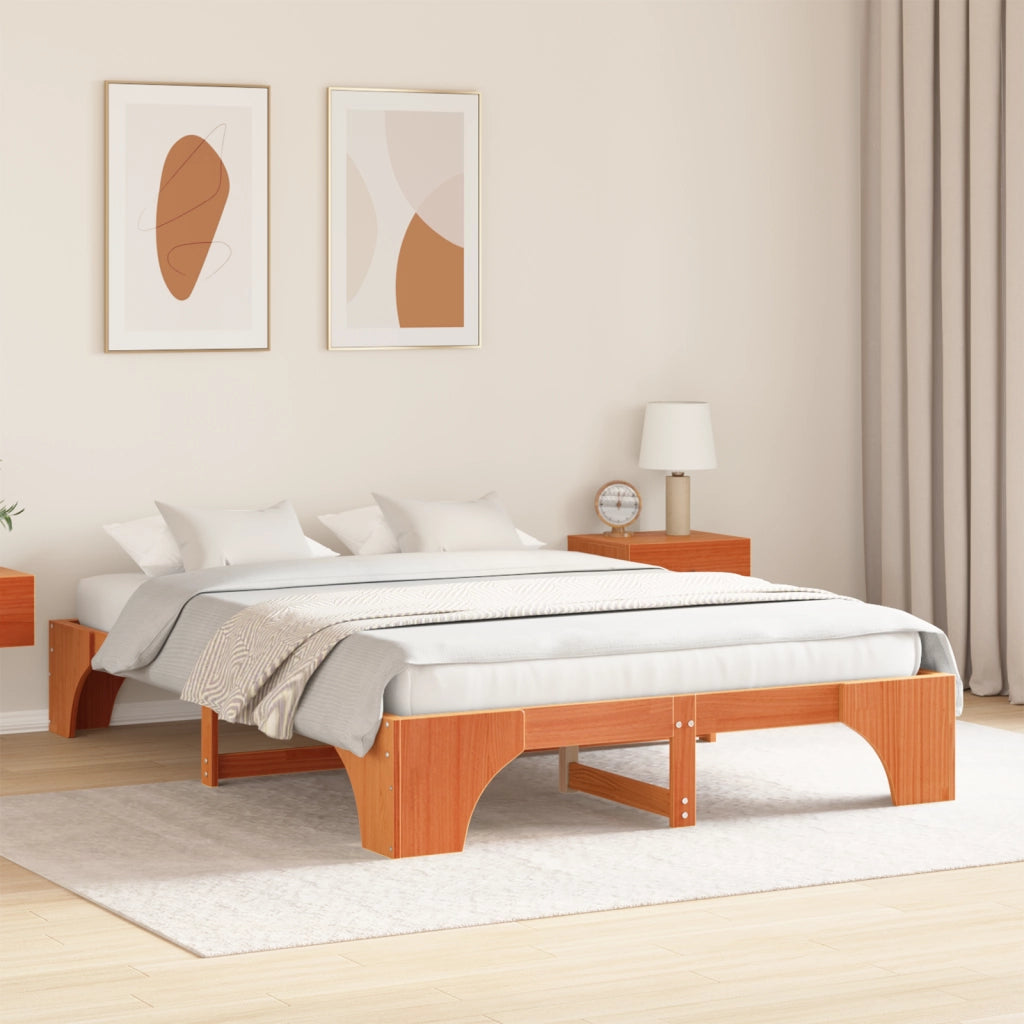 Struttura Letto Marrone Cerato Legno 160 x 200 cm Durevole