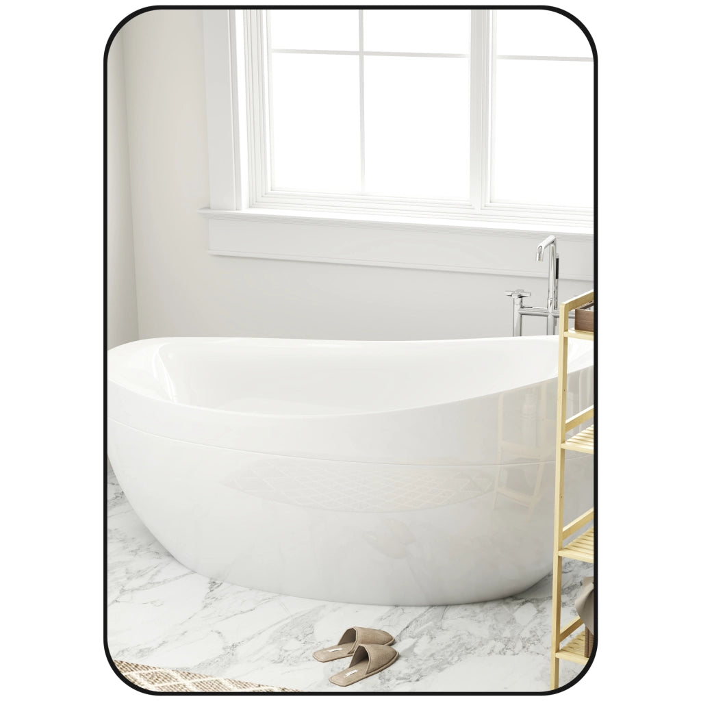 Specchio da Bagno con Cornice in Metallo ¨C Minimal ¨C Nero 50x70 cm