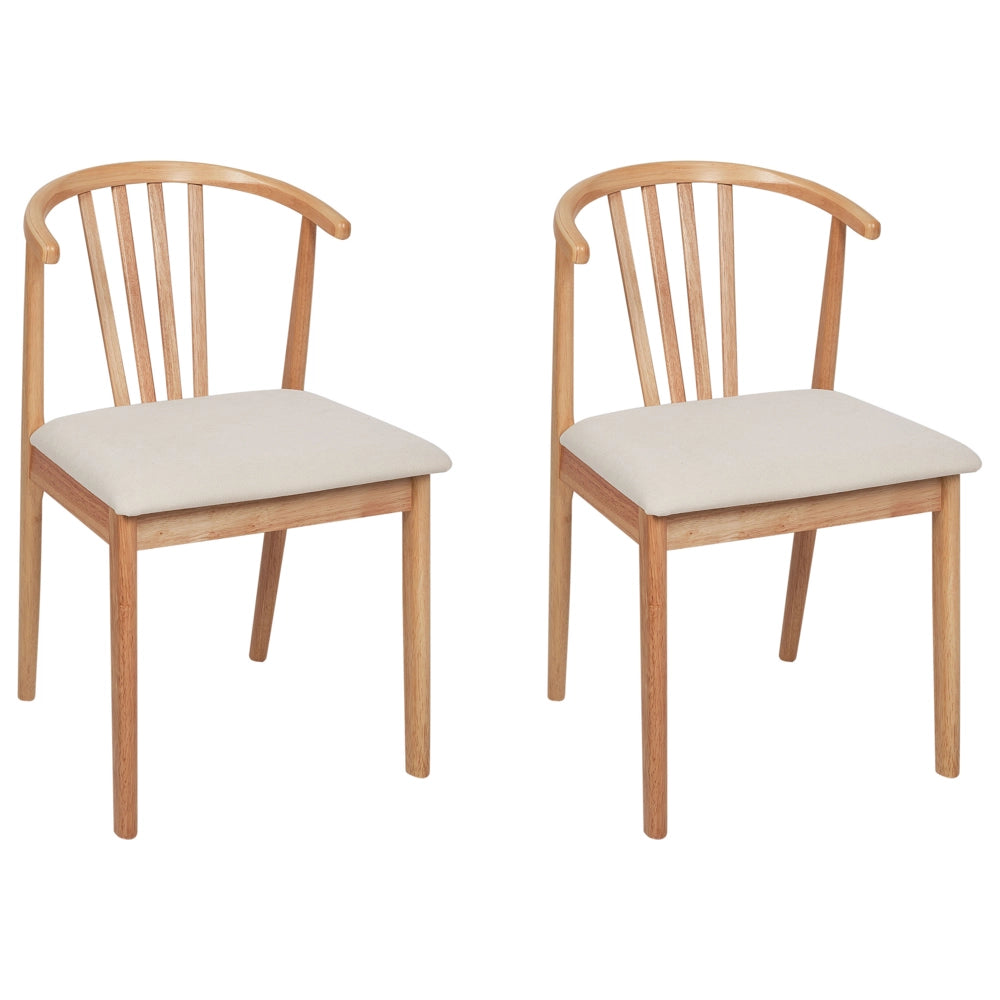 Set di 2 eleganti sedie da pranzo con seduta imbottita in legno chiaro beige chiaro chic elegante