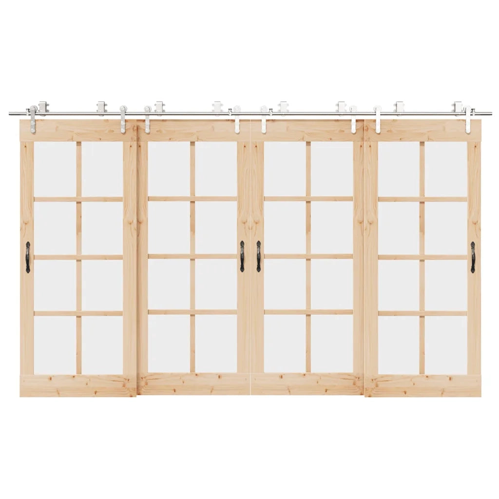 Kit Binari Porta Scorrevole 366 cm Acciaio Inossidabile Argento 3295769