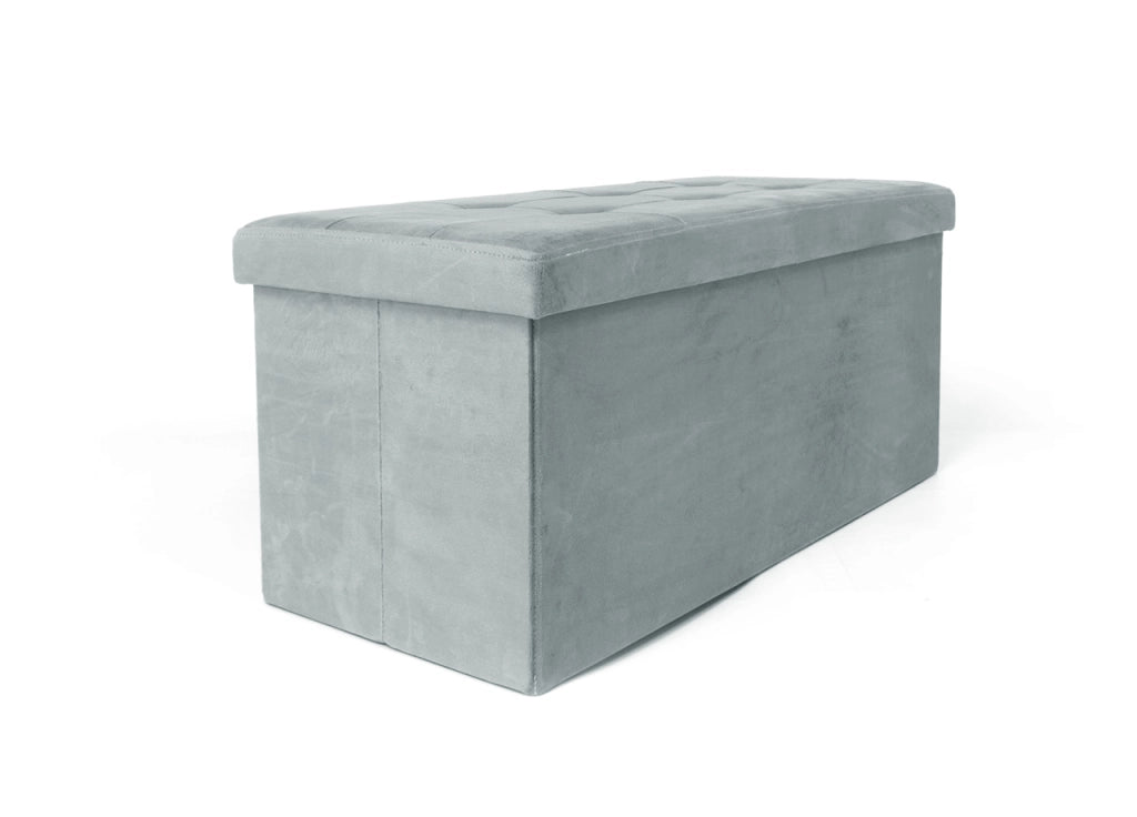 Pouf Contenitore Imbottito Pieghevole Modello Double Velvet Colore Grigio