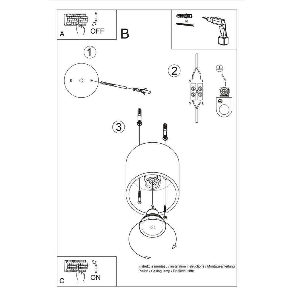 Spot da soffitto RONDEO 1 nero GU10 metallo Pure Lume