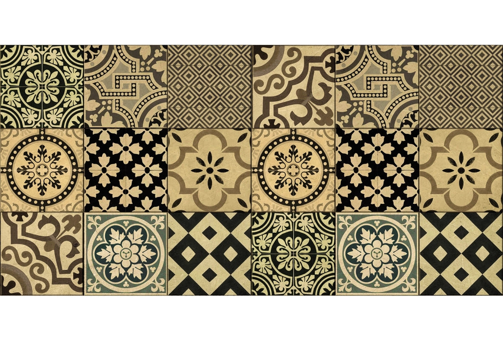 Tappeto passatoia fantasia made in Italy antiscivolo lavabile aderente Fantasia Maiolica , Piastrelle 424 - 50x500cm