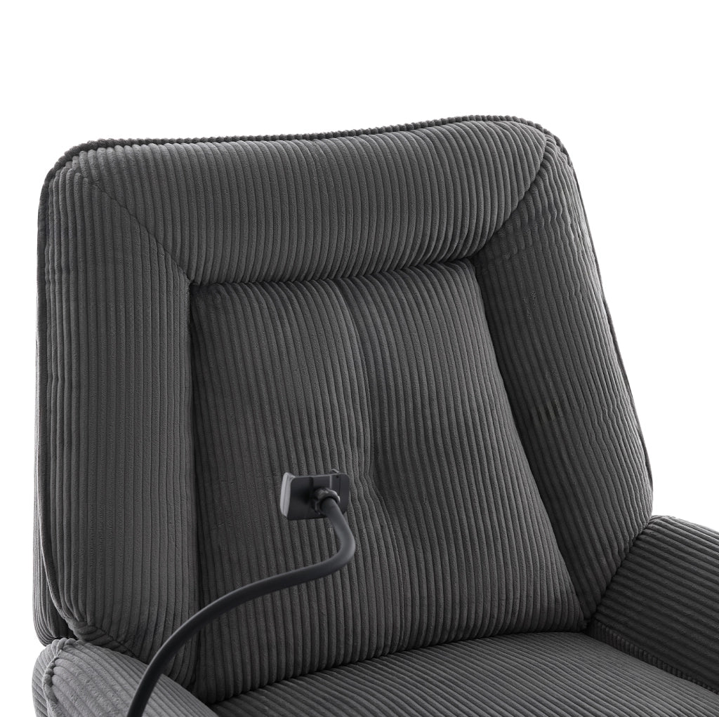 Poltrona massaggiante elettrica girevole 360° con riscaldamento; USB e supporto telefono; grigio
