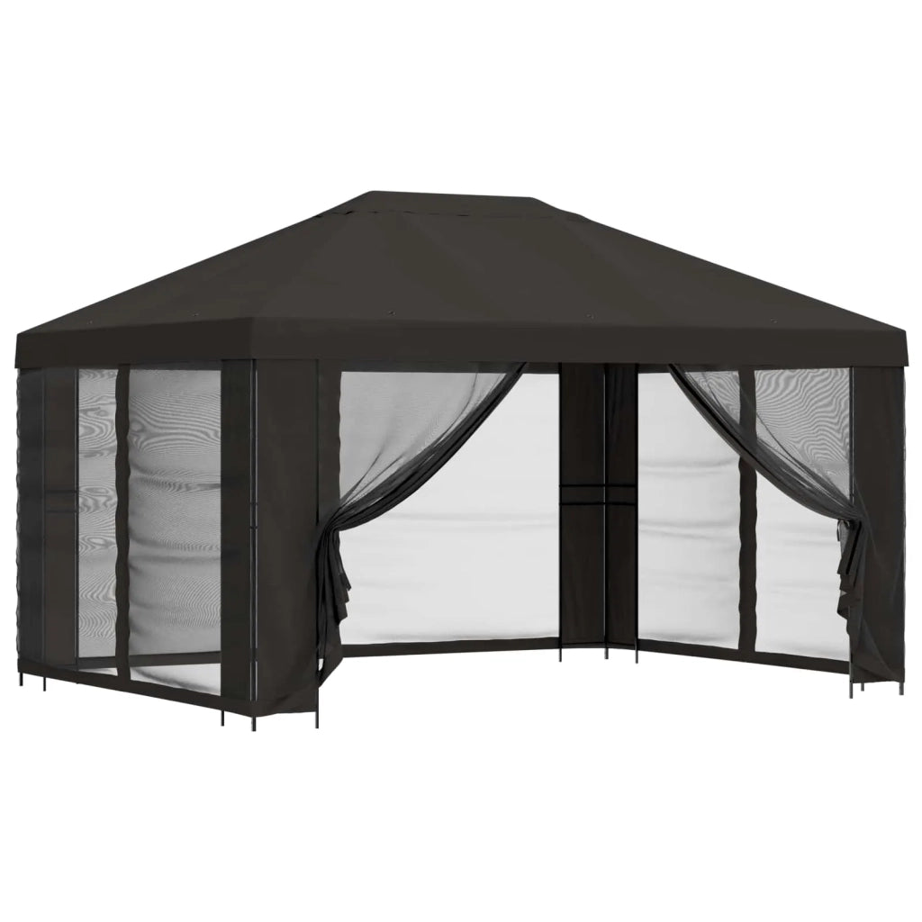 Gazebo da giardino con pareti laterali 4 × 3 m Antracite 900387