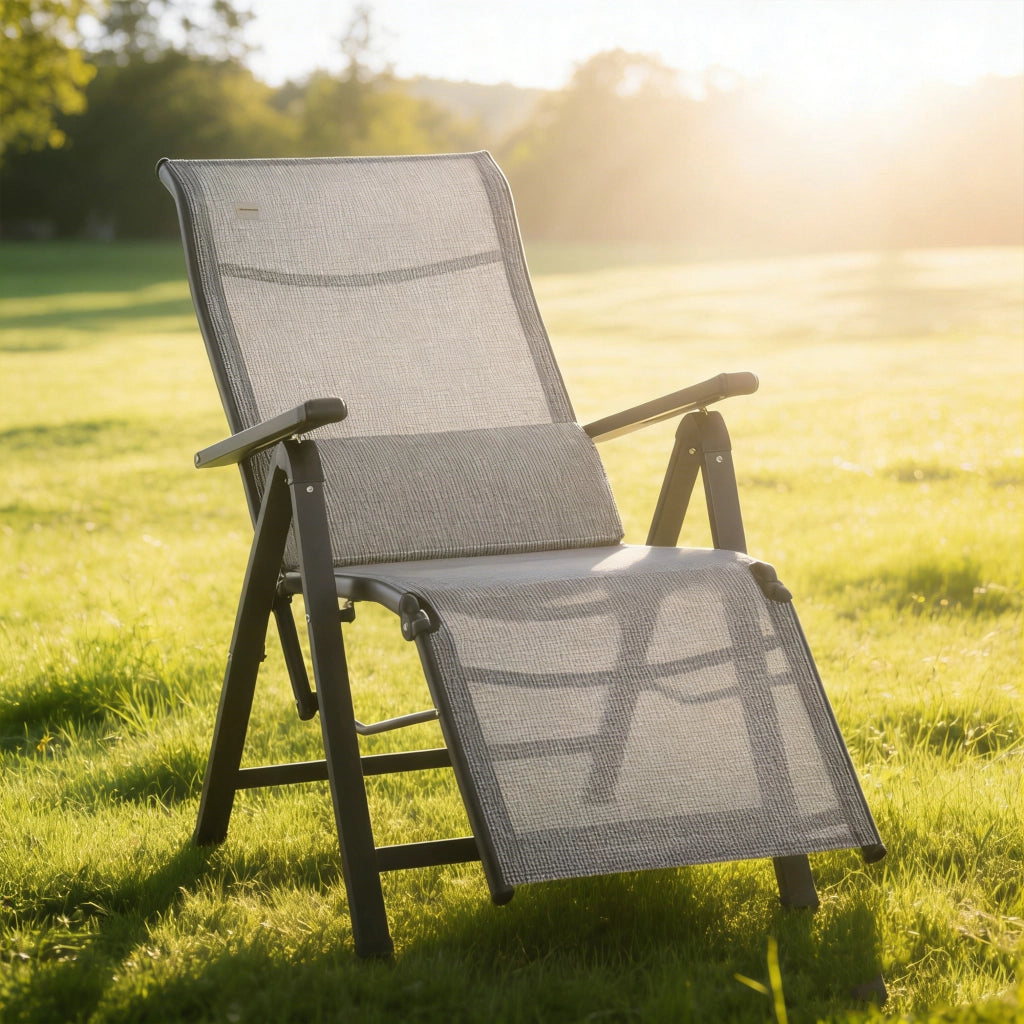 Sedia Reclinabile Pieghevole da Giardino con Cuscino Lomboare ¨C zephmum ¨C Grigio 70x65x111 cm