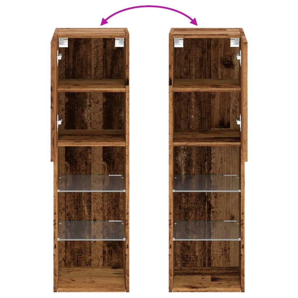 Mobile TV multimediale scaffale TV credenza mobile TV per sala da pranzo soggiorno camera da letto con luci a LED legno invecchiato 30,5 x 30 x 102 cm marrone 02_0026835