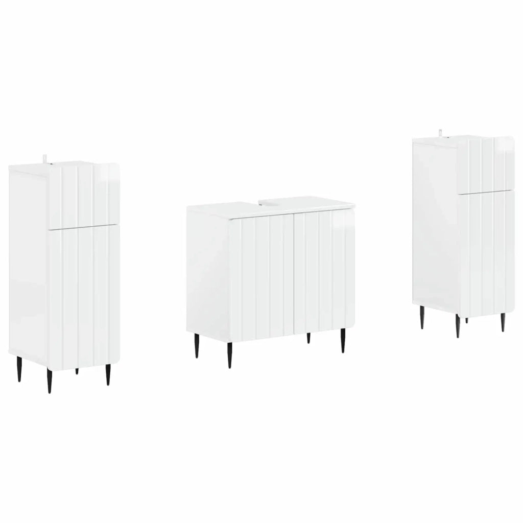 Set di Armadi da Bagno da 2 Pezzi ZWOLLE Bianco Lucido 3418003