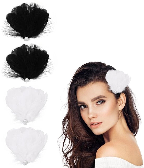 Set di Clip per Capelli da 2 - Accessori per Capelli con Verdure Naturali - Accessori per Capelli Eleganti - Piume e Filigrana - Ideali per Matrimoni/Carnivali