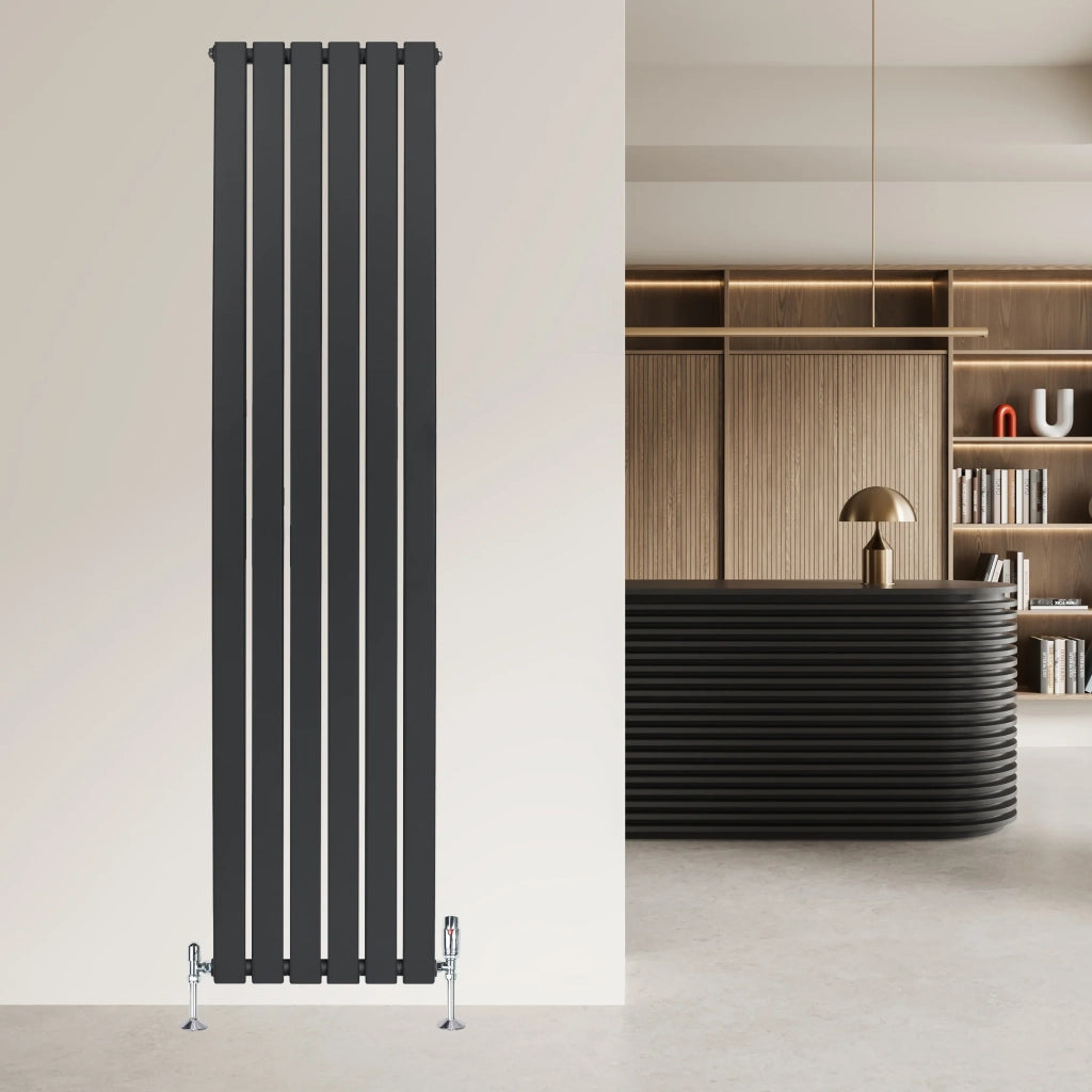 Radiatore Verticale  1800 x 420 mm con Valvole TRV Grigio Antracite